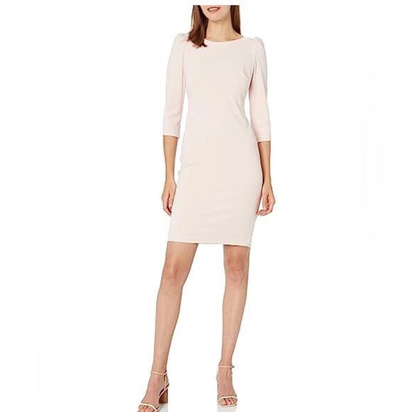 134. NWOT Calvin Klein pale peach / blush 3/4 sleeve dress sz US 10 - Picture 2 of 9